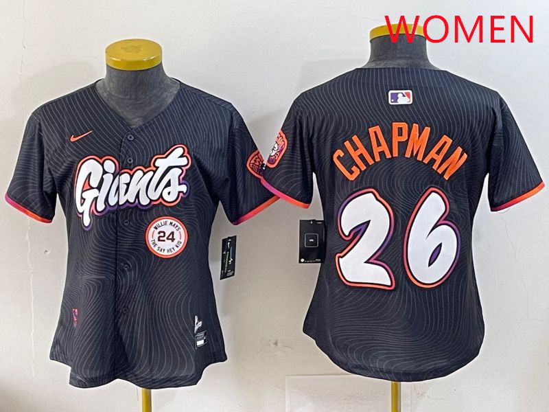 Women San Francisco Giants 26 Chapman Black Joint Name Nike 2025 MLB Jersey style 10